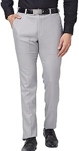 Men's Super Slim Fit Polyviscose Blend Structure Pattern Flat Front Formal Trouser