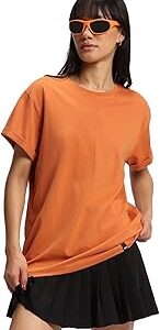Women's 100% Cotton Solid Boyfriend Fit Round Neck T-Shirt