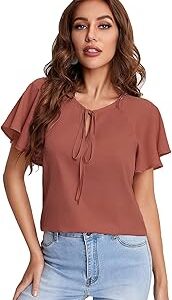 Office Casual Solid Stylish Western Party Plain Bell Sleeve Top for Womens Regular Fit