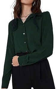 Shirt for Women | Printed Casual Crop Top | Long Sleeve Stylish Collared |Korean Oversized Button-Down |Causal |Formal | Trendy