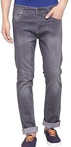 Men's Regular Fit Stylish Stretchable 36 Size Grey Casusal Denim Mid Rise Jeans Pant For Men, JJ3-9