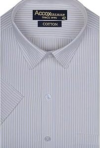 Men's Breathable 100% Cotton Half Sleeves Regular Fit Checkered Striped Formal Shirt for Men (O_GCR322)