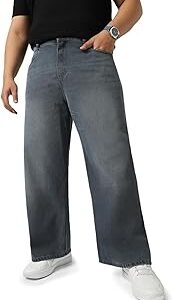Men's Loose Baggy Fit Washed Jeans Non-Stretchable