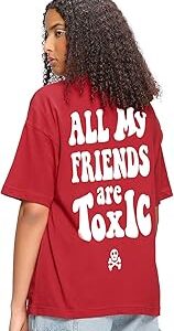 Women's 100% Cotton Graphic Print Oversized Fit Round Neck T-Shirt