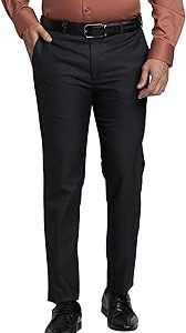 Men's Checks Pattern Super Slim Fit Polyester Blend Flat Front Formal Trouser (Size: 32)-PMTQ07296-K9 Black