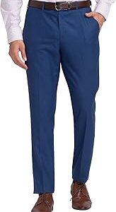 Men's Polyester Blend Solid Pattern Smart Fit Flat Front Formal Trouser