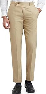 Men's Polyester Blend Structure Pattern Smart Fit Flat Front Formal Trouser
