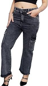 Stylish Denim Cargo 6 Pocket Jeans for Women/Girls
