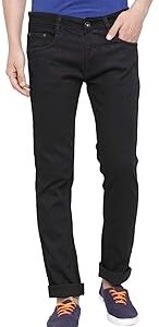 Men's Casual Regular Fit Black Denim Jeans Size 34
