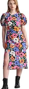 Floral Printed Cut -Out Sheath Dress with Slit Detail