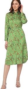 Women's Midi Polyester Shirt Dress
