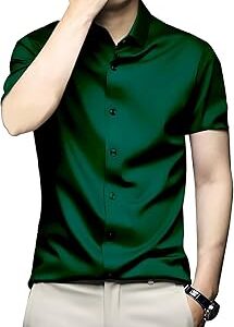 Men's Regular Fit Half Sleeve Solid Satin Formal Shirt