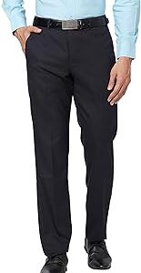 Men's Regular Fit Polyviscose Blend Solid Pattern Flat Front Formal Trouser