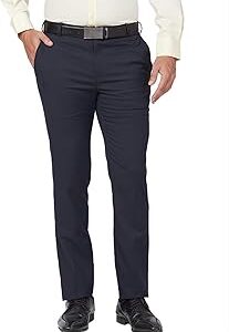 Men's Mid Rise Slim Fit Structure Pattern Polyester Blend Pleated Formal Trouser