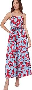 Printed Polyester Round Neck Women's Maxi Dress