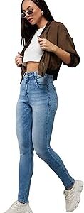 Women's Light Blue Slim Fit High Rise Regular Length Light Wash Denim Stretchable Jeans