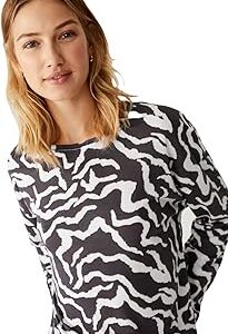 Womens Printed Polyester Crew Neck Relaxed Fit Long Sleeve Top