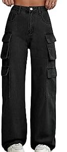 Collection Women Cargo Jeans | High Rise Stretchable Baggy Wide LegDenim| Boyfriend Jeans for Women(WJ-1218)