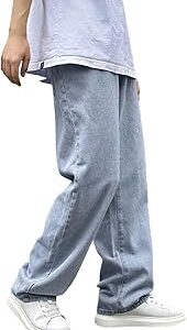 Men's Ice Grey Loose Fit Jeans | Comfortable Cotton Blend Baggy Style Denim | Mid-Rise Casual Streetwear Jeans for Men