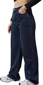 Women's 100% Cotton Solid Straight Fit Jeans|Straight Fit Jeans ? Regular Fit | Classic Denim Pants | Everyday Casual