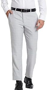 Men's Polyviscose Blend Checks Pattern Smart Fit Flat Front Formal Trouser