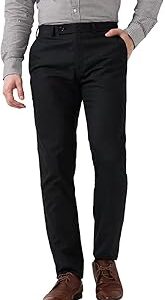 Men Slim Fit Solid Pattern Poly Viscose Blend Flat Front Formal Trouser