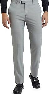 Men's Slim Fit Structure Pattern Poly Viscose Blend Flat Front Formal Trouser