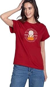 Women's 100% Cotton Printed Boyfriend Fit Round Neck T-Shirt