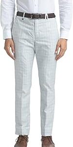 Men's Polyviscose Blend Checks Pattern Super Slim Fit Flat Front Formal Trouser