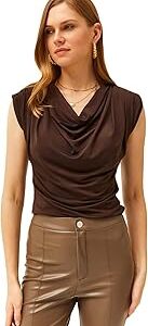 SKIMS Ultra Soft Afford LUX Edition Draped Cowl Neck FRONTFLOW Gathered Ruched SOFTLINE Sleeveless TOP for Women