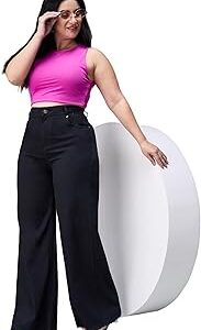 Women's High Rise Regular Length Stretchable Wide Leg Denim (Plus Size) Jeans