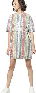 Multicoloured Sequinned A-Line Dress