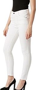 Women's White Skinny High Rise Clean Look Bleached Regular Length Stretchable Denim Jeans