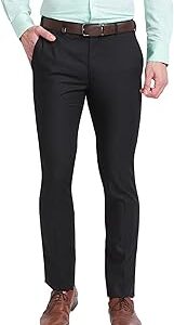 Men's Polyviscose Blend Structure Pattern Super Slim Fit Flat Front Formal Trouser