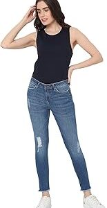 Women Blue Skinny Fit Low Distress Light Fade Jeans