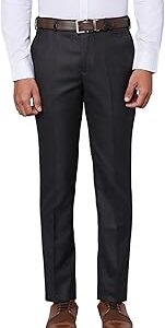 Men's Poly Wool Blend Structure Pattern Super Slim Fit Flat Front Formal Trouser
