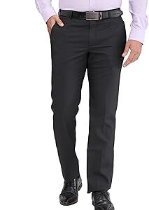 Men's Regular Fit Stripe Pattern Polyester Viscose Blend Flat Front Trouser