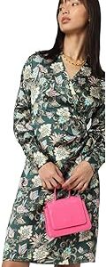 Women's Polyester Wrap Above The Knee Dress