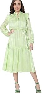 Printed Polyester Round Neck Womens Knee Length Dress