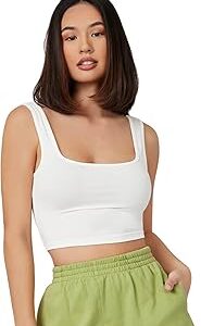 Women's & Girls' Solid Ribbed Square Neck Slim Fit Tank Tops