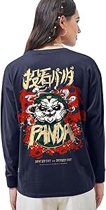 Women's 100% Cotton Graphic Print Oversized Fit Round Neck T-Shirt