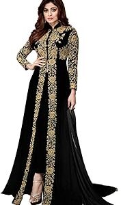 Women's Embroidered Georgette Semi-Stiched Anarkali Gown with Dupatta(Codding)