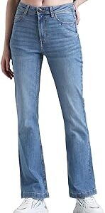 Women Flared High-Rise Clean Look Heavy Fade Stretchable Jeans