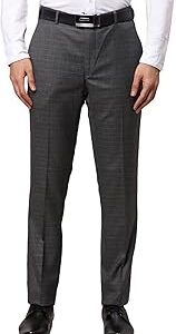 Men's Poly Viscose Blend Solid Pattern Slim Fit Flat Front Formal Trouser