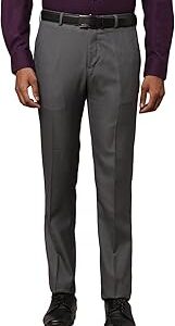 Men's Polyviscose Blend Structure Pattern Slim Fit Flat Front Formal Trouser