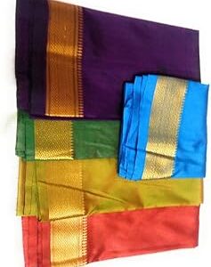 Silk-Cotton Blouse Piece Material for Women, Unstitched, Combo of 5 (1 Meter Each) - Navratri Special, Durga Puja Special, Oti Bharan, Ugadi Special -C124_DES_AB_BX056