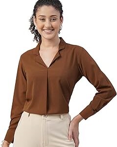 Women's Regular Fit Cotton Blend Shirts with Wingtip Collar