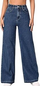 Ezora Women Wide-Leg High Rise Blue Jeans
