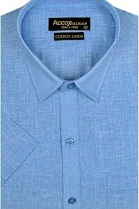 Men's Half Sleeves Solid Plain Regular Fit Cotton Linen Formal Shirts(GCR139)