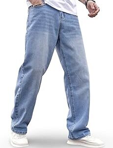 Men's Light Blue Relaxed Fit Jeans | Cotton Blend Mid-Rise Comfortable Denim | Regular Length Casual Jeans for Men